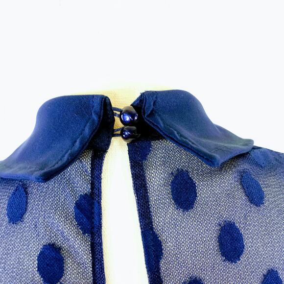 Belle Poque Elegant Retro Style Navy Pencil Dress Polka Dots Small NWT - Picture 6 of 12